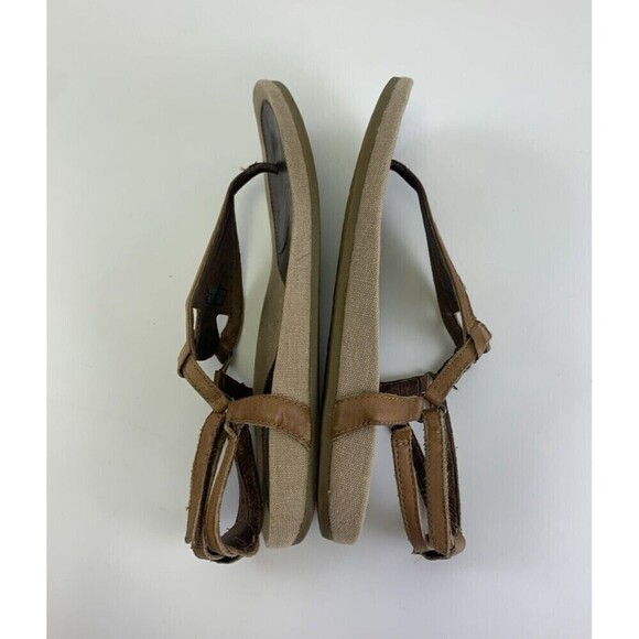 Teva Capri Brown Leather Woven T-Strap Sandals Flat Slingback 1003970 Womens 8 - Picture 11 of 14